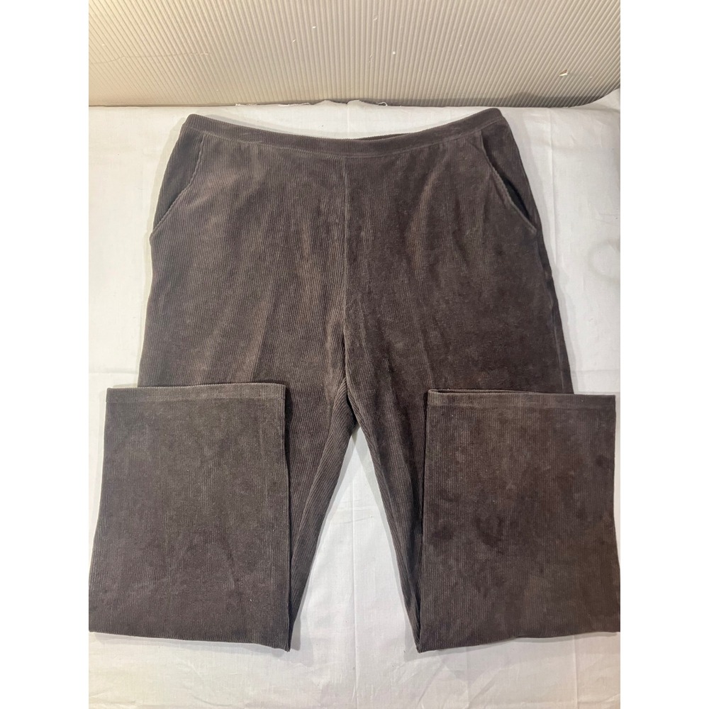 LL Bean Brown Corduroy‎ Knit Pants XL Regular Elastic Waist Pockets 237234 Mens